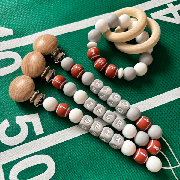 Custom Football Pacifier Clip for New Mom