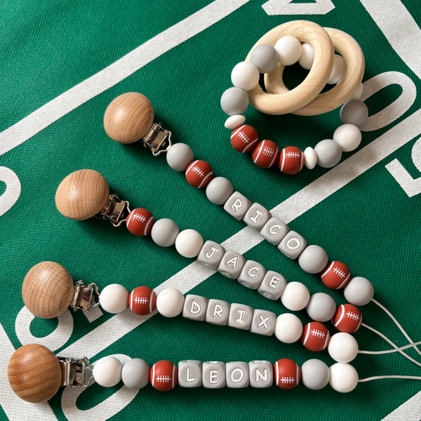 Custom Football Pacifier Clip for New Mom