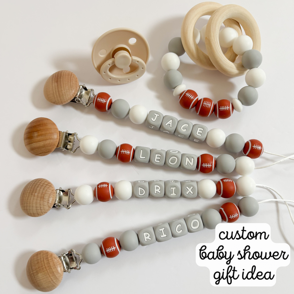 Custom Football Pacifier Clip for New Mom