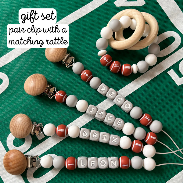 Custom Football Pacifier Clip for New Mom