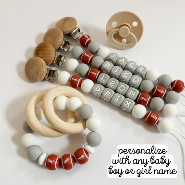 Custom Football Pacifier Clip for New Mom