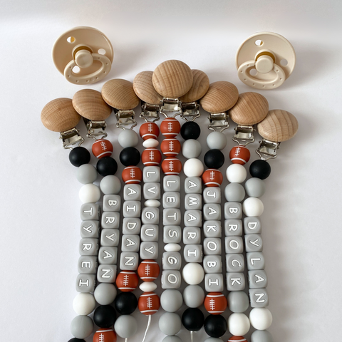 Silicone Football Pacifier Clips