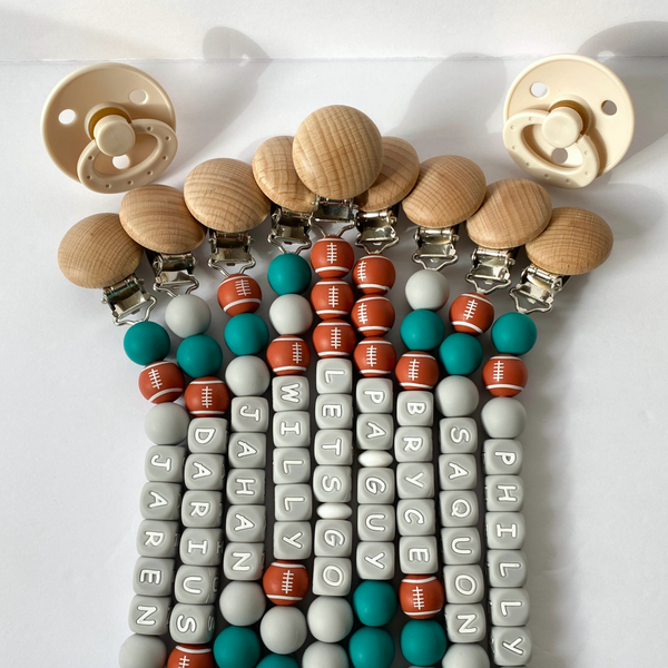 Football Mom Pacifier Clips Newborn Baby Gift - Main Image
