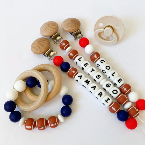 Personalized Football Pacifier Clips