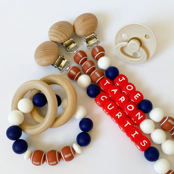 Personalized Football Pacifier Clips