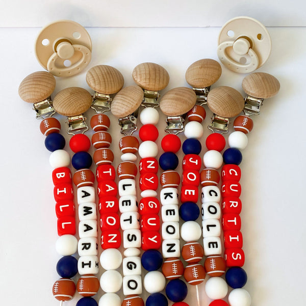 Personalized Football Pacifier Clips