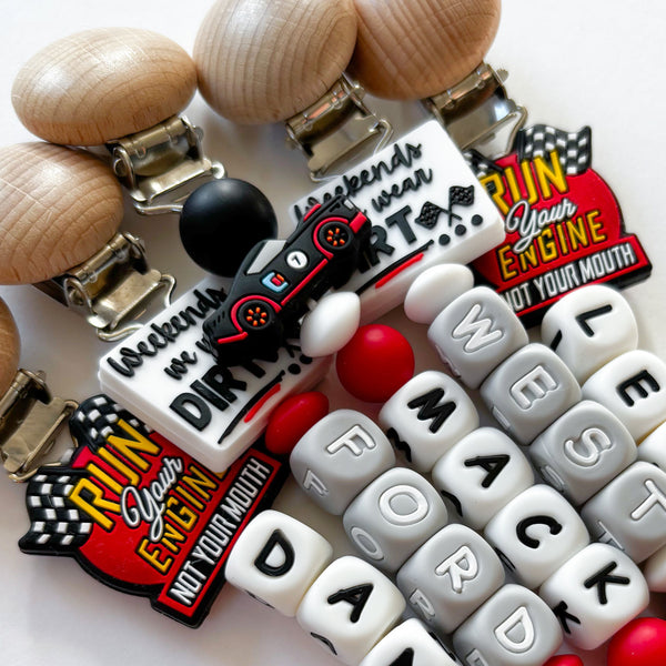 Race Car Personalized Pacifier Clip