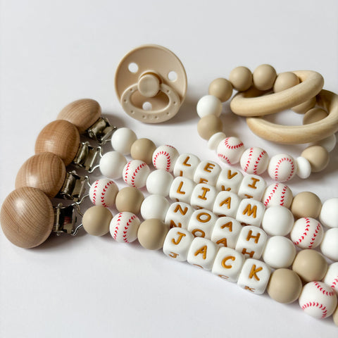 Baseball Personalized Pacifier Clip for New Mom