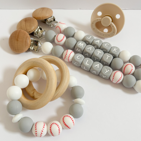 Custom Baseball Pacifier Clip for New Baseball Mom