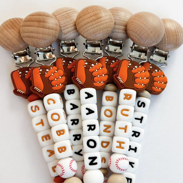 Baseball Catcher Personalized Pacifier Clip