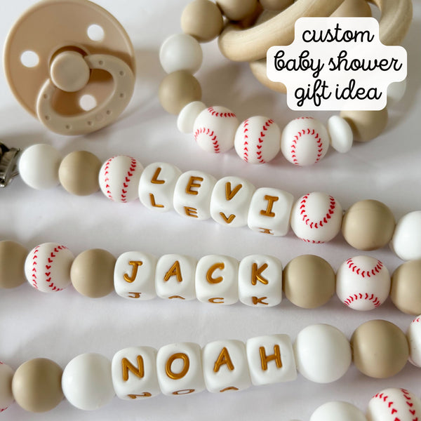 Baseball Personalized Pacifier Clip for New Mom