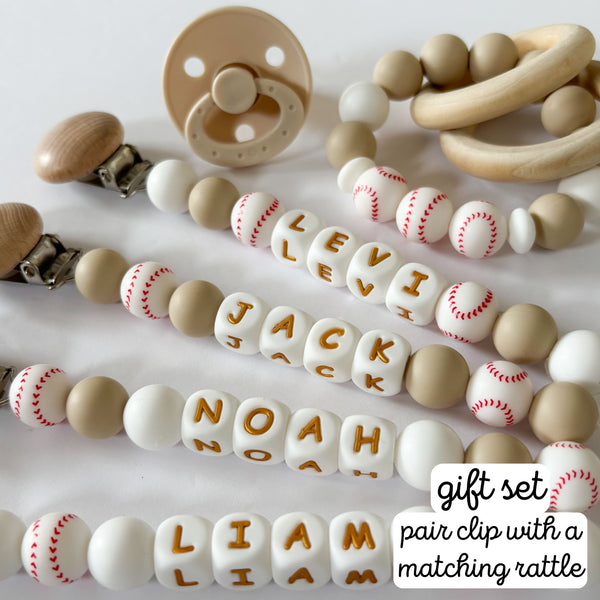 Baseball Personalized Pacifier Clip for New Mom