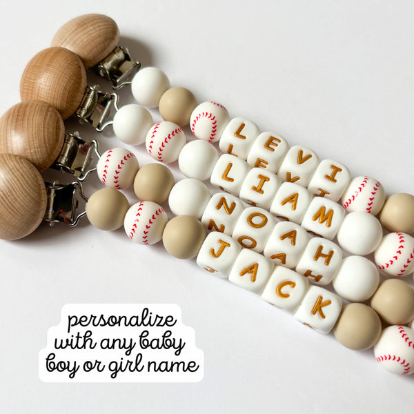 Baseball Personalized Pacifier Clip for New Mom