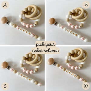 Baseball Personalized Pacifier Clip for New Mom