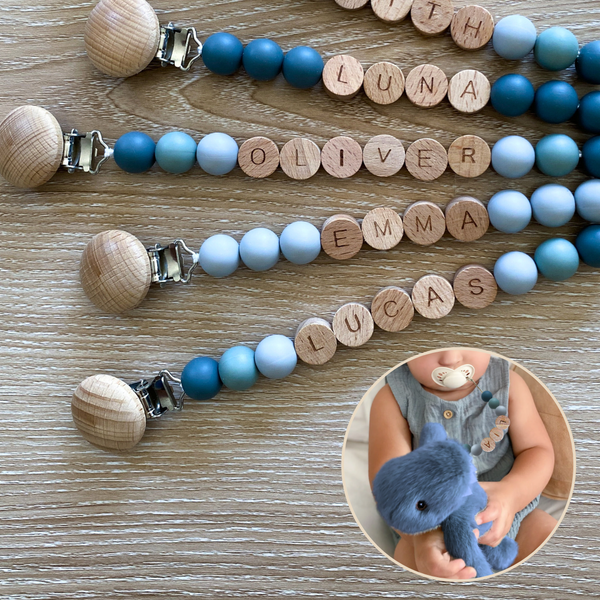 Custom Blue Silicone Pacifier Clips