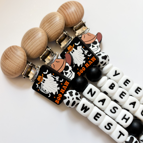 Western Halloween Personalized Cowboy Pacifier Clip