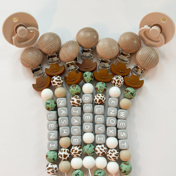Western Cowboy Hat Personalized Pacifier Clip