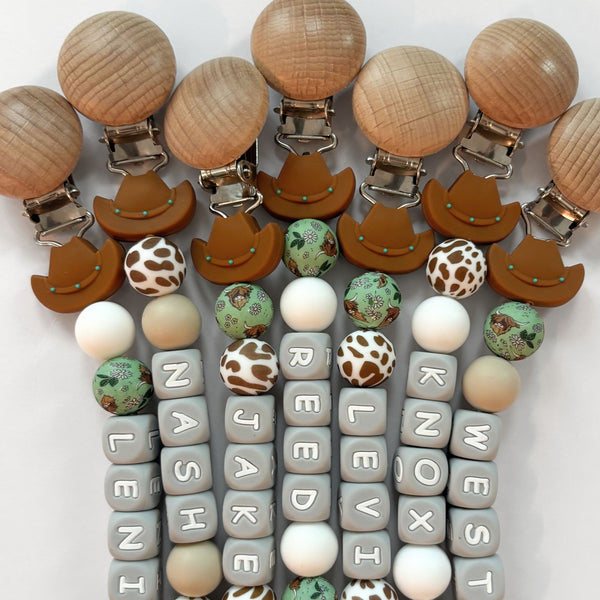 Western Cowboy Hat Personalized Pacifier Clip