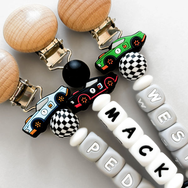Race Car Personalized Pacifier Clip
