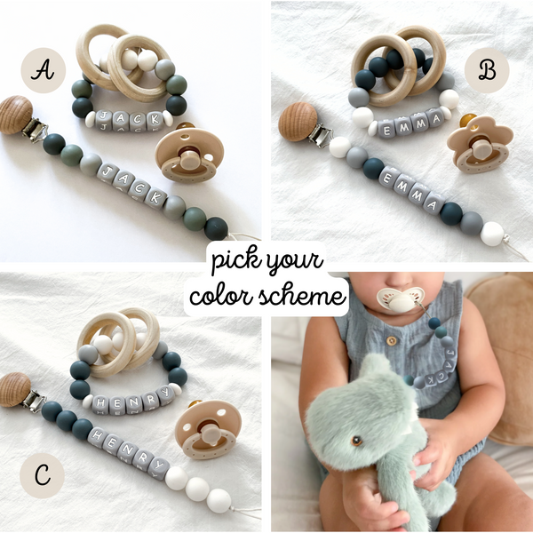 Personalized Baby Name Silicone Pacifier Clip