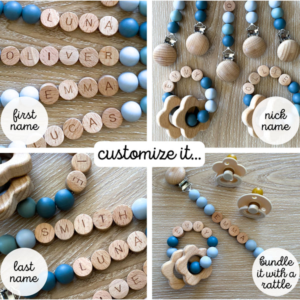 Custom Blue Silicone Pacifier Clips