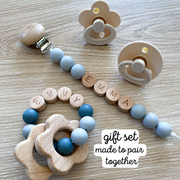 Custom Blue Silicone Pacifier Clips