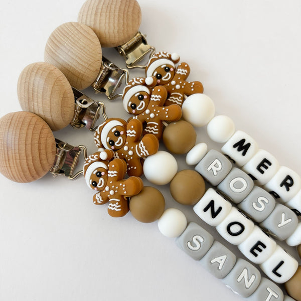 Gingerbread Man Christmas Pacifier Clips 🎄