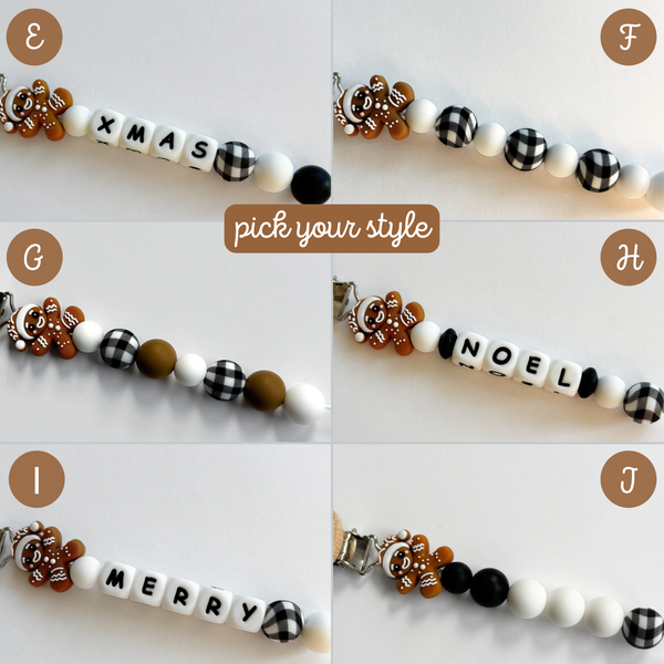 Gingerbread Man Christmas Pacifier Clips 🎄