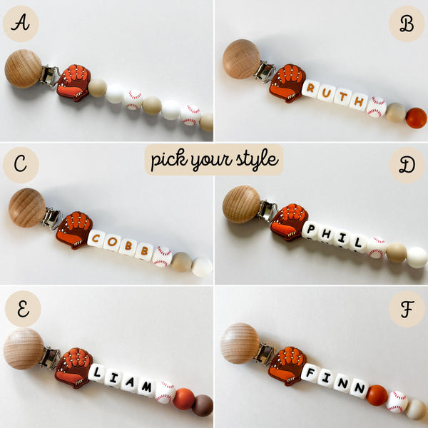 Baseball Catcher Personalized Pacifier Clip