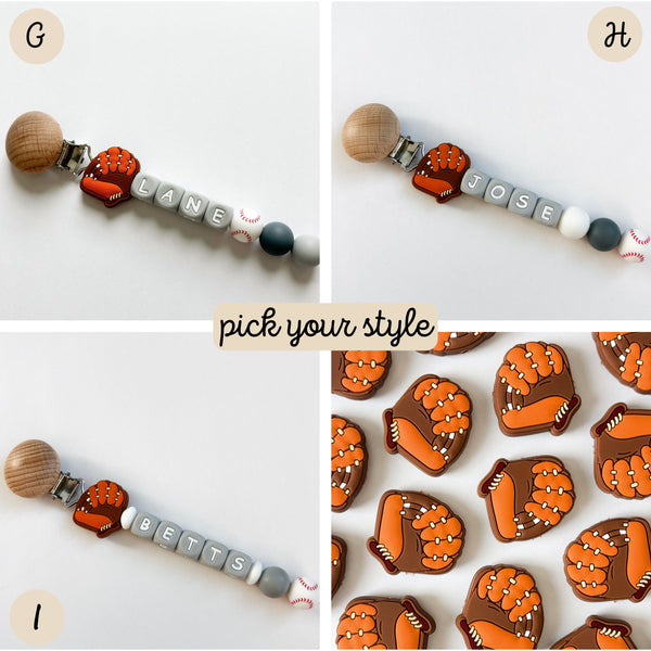 Baseball Catcher Personalized Pacifier Clip