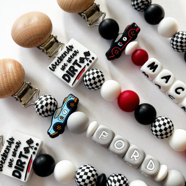 Race Car Personalized Pacifier Clip