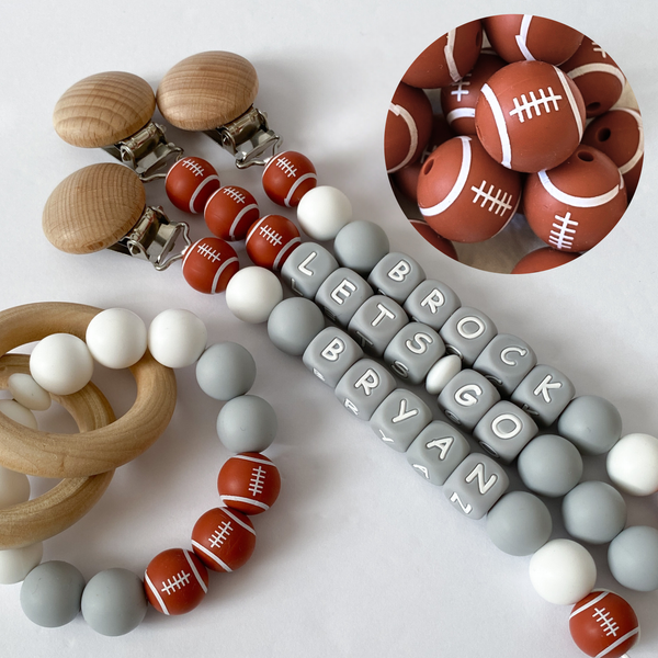 Silicone Football Pacifier Clips