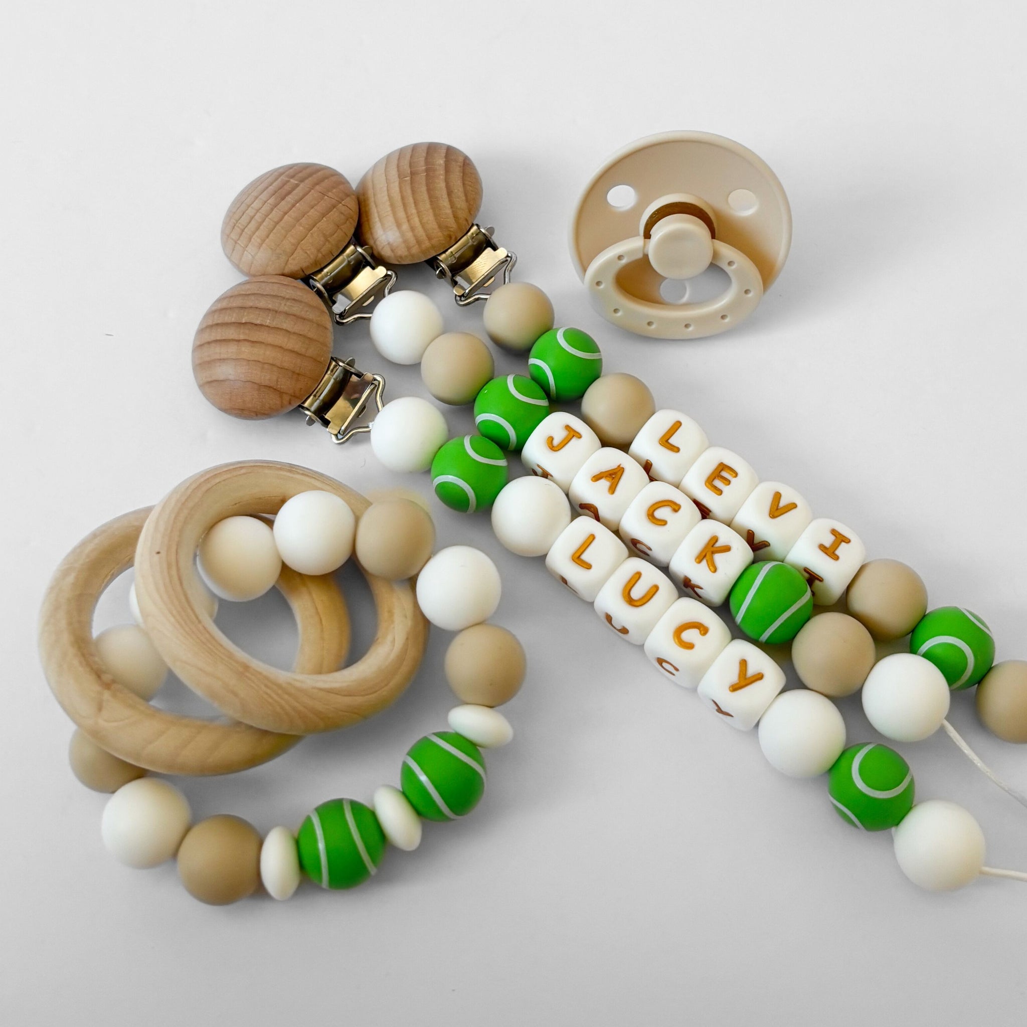 Tennis Ball Personalized Pacifier Clip