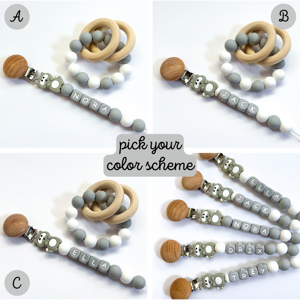 Baby Raccoon Silicone Custom Pacifier Clip