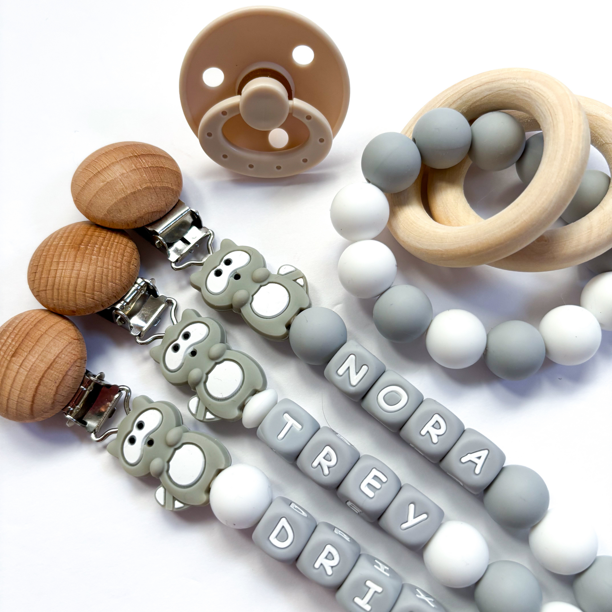 Raccoon Trash Panda Silicone Custom Pacifier Clip