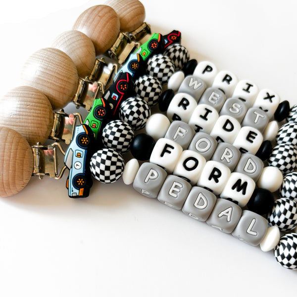 Race Car Personalized Pacifier Clip