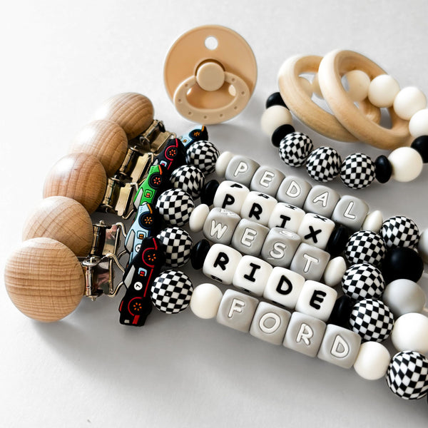Race Car Personalized Pacifier Clip