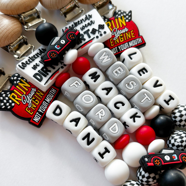 Motocross + Dirt Bike Personalized Pacifier Clip