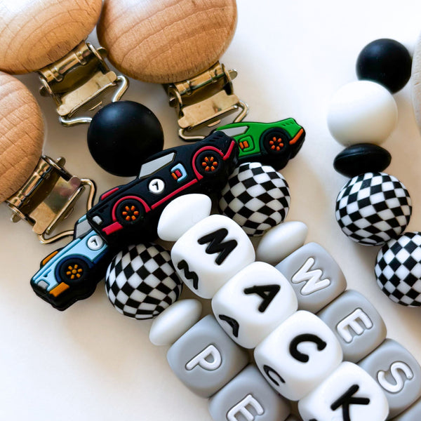Race Car Personalized Pacifier Clip