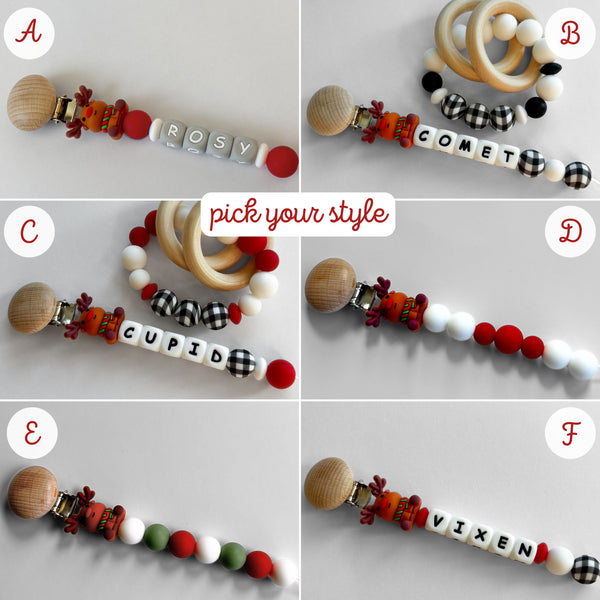 Rudolph the Red-Nosed Reindeer Pacifier Clips 🎄