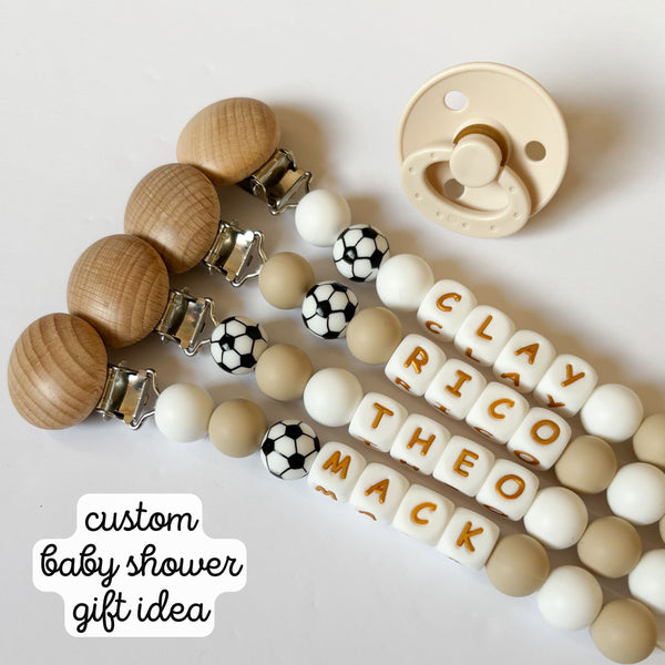 Soccer Personalized Pacifier Clip for New Mom