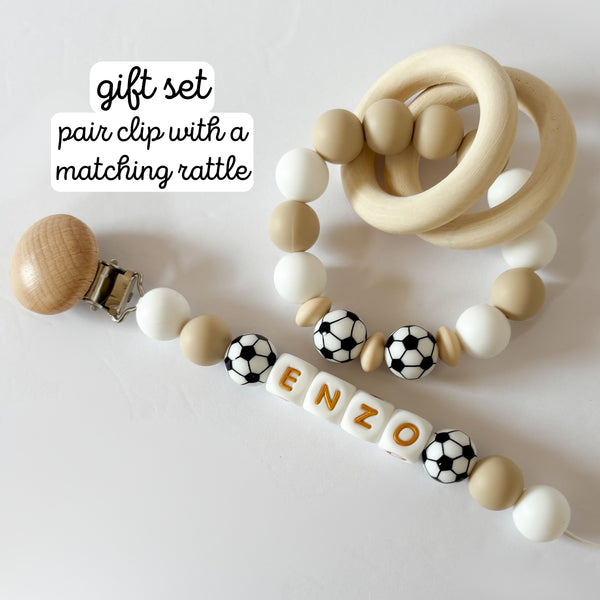 Soccer Personalized Pacifier Clip for New Mom