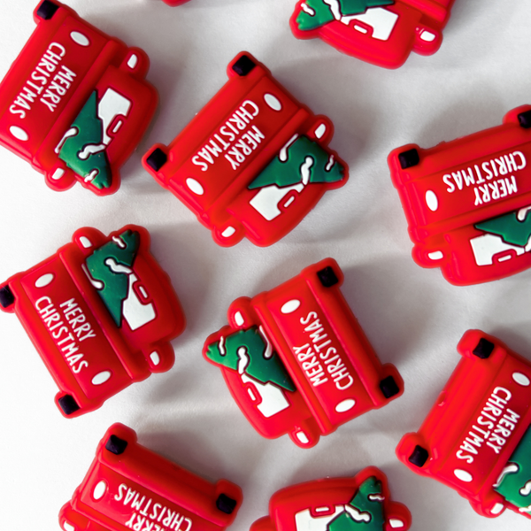 'Merry Christmas' Red Pickup Truck Pacifier Clips 🎄
