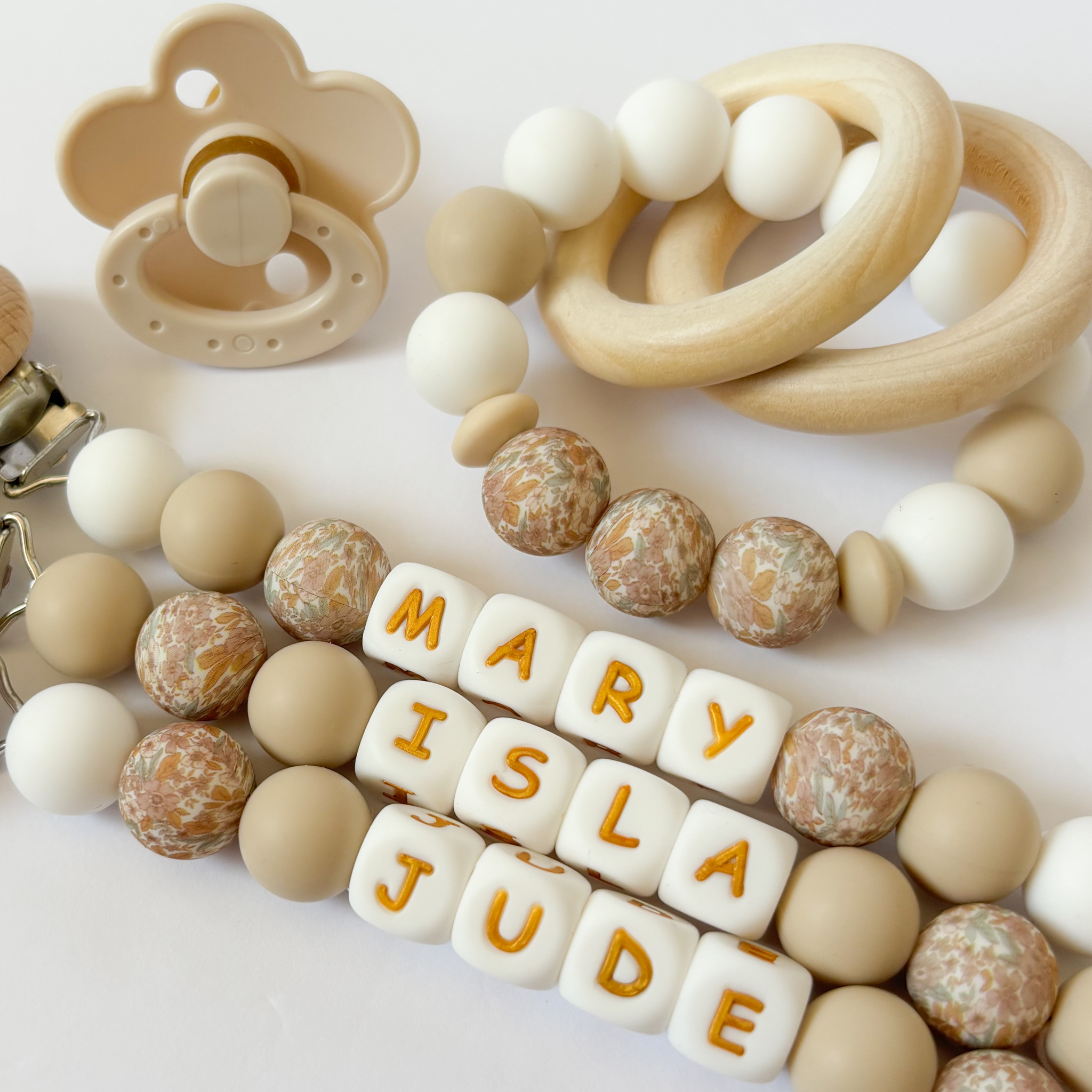 Boho Floral Pacifier Clip