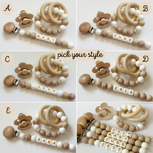 Boho Floral Pacifier Clip