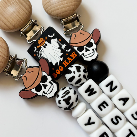 Western Halloween Personalized Cowboy Pacifier Clip