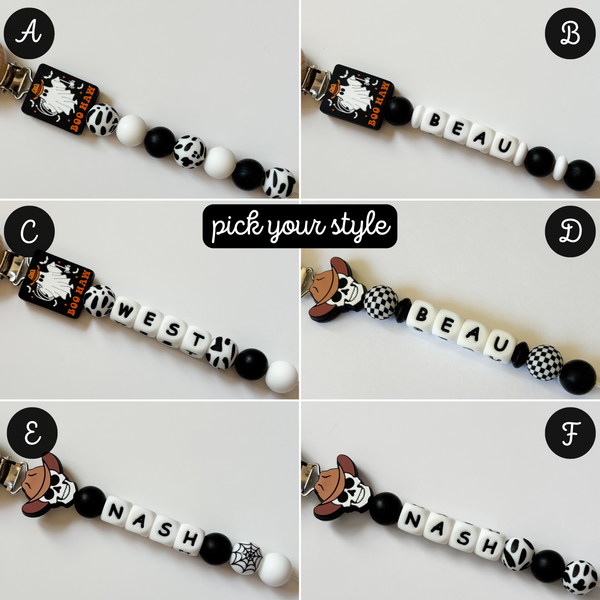 Western Halloween Personalized Cowboy Pacifier Clip