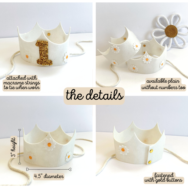 Daisy Flower Birthday Crown Ages 1-5 ✿