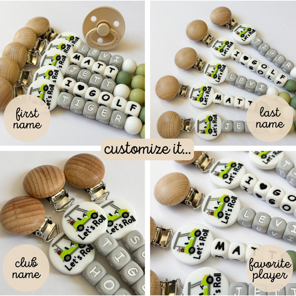 Golf Pacifier Clip - Personalize With Any Name