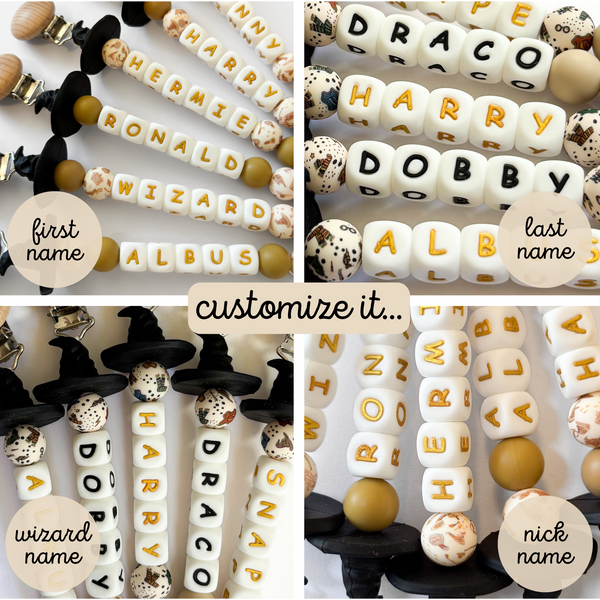 Wizard Sorting Hat Personalized Pacifier Clip